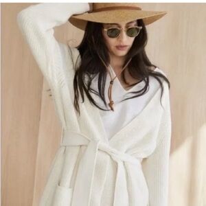 Jenni Kayne Cotton Fisherman Ivory Wrap Cardigan | Color: Size Medium.